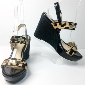 ALEX MARIE Leopard Print Espadrilles Wedges